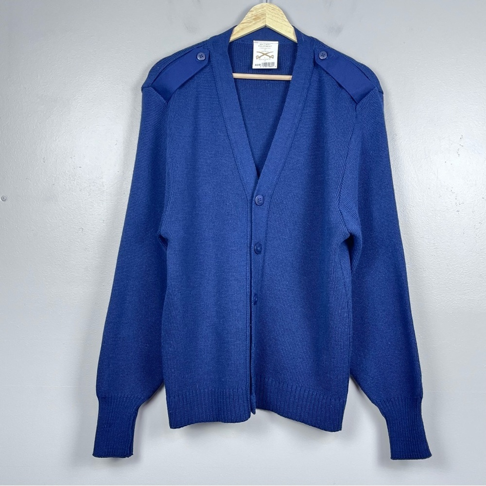 Military Equipment Corp of America Blue Wool Blend Cardigan Sweater Size 40R